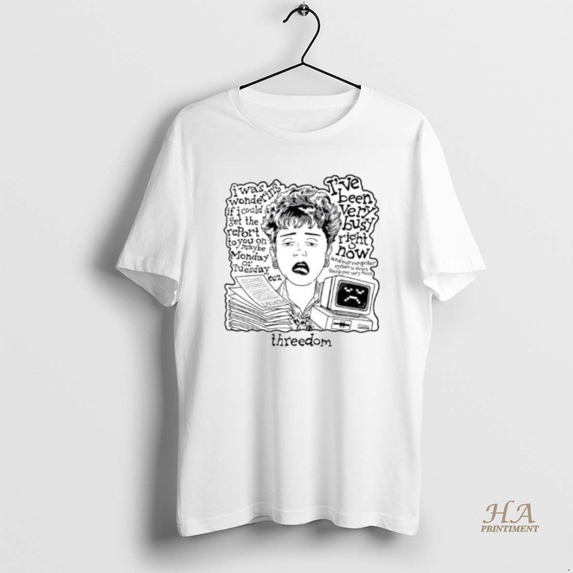Official Threedom Corporate Lady Circle White Shirt Hoodie Sweatshirt | PurePodTees.com