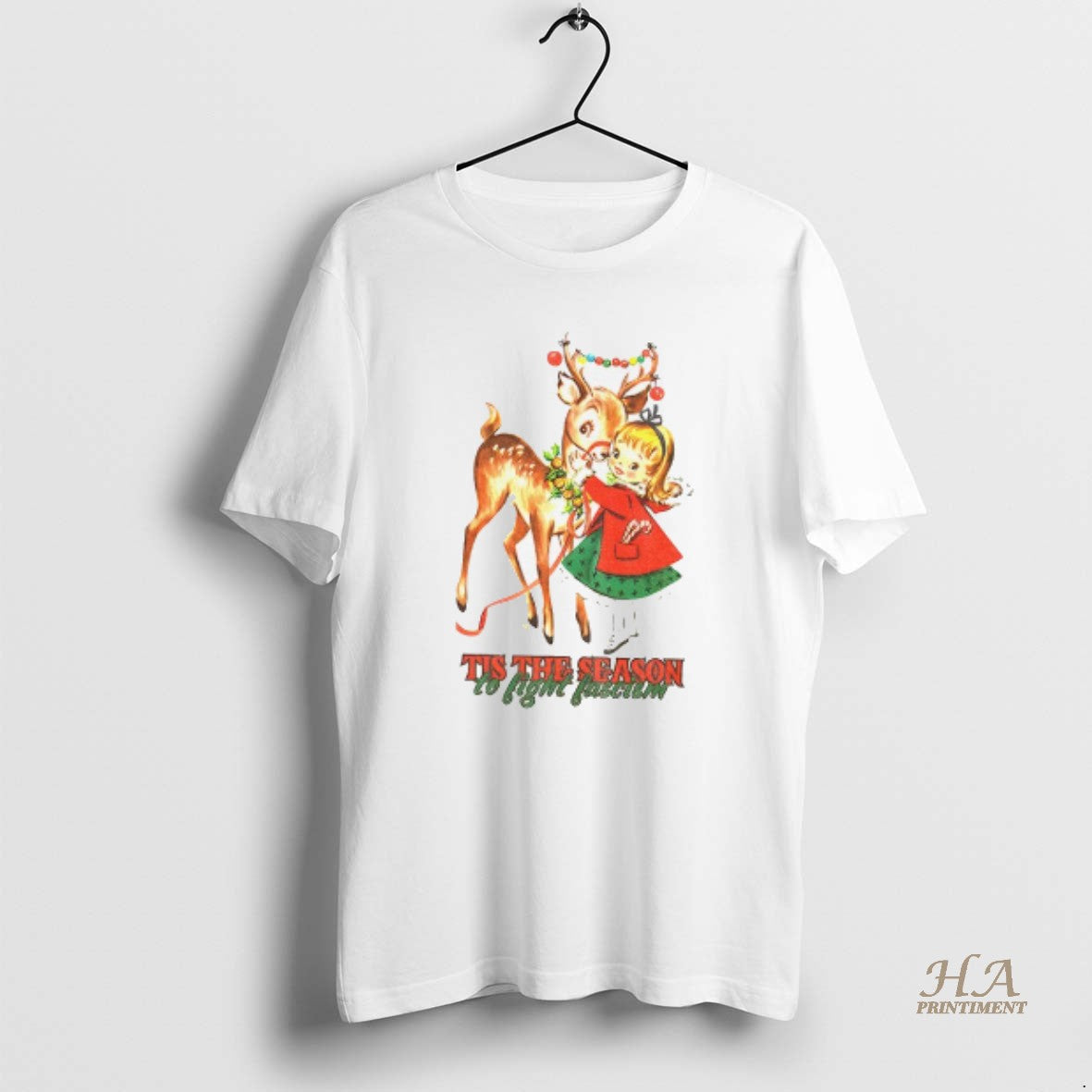 Official Tis The Season To Fight Fascism Christmas Reindeer Anti Trump Christmas Shirt Hoodie Sweatshirt | PurePodTees.com