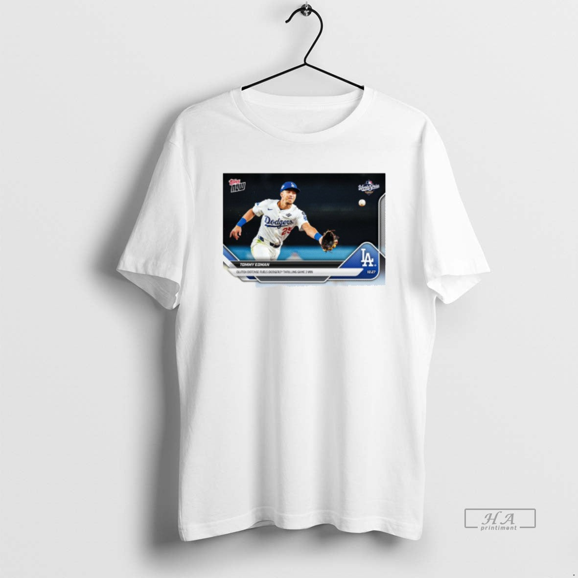 Official Tommy Edman 2025 Mlb Topps Los Angeles Dodgers Clutch Defense Fuels Dodgers Thrilling Game Shirt Hoodie Sweatshirt