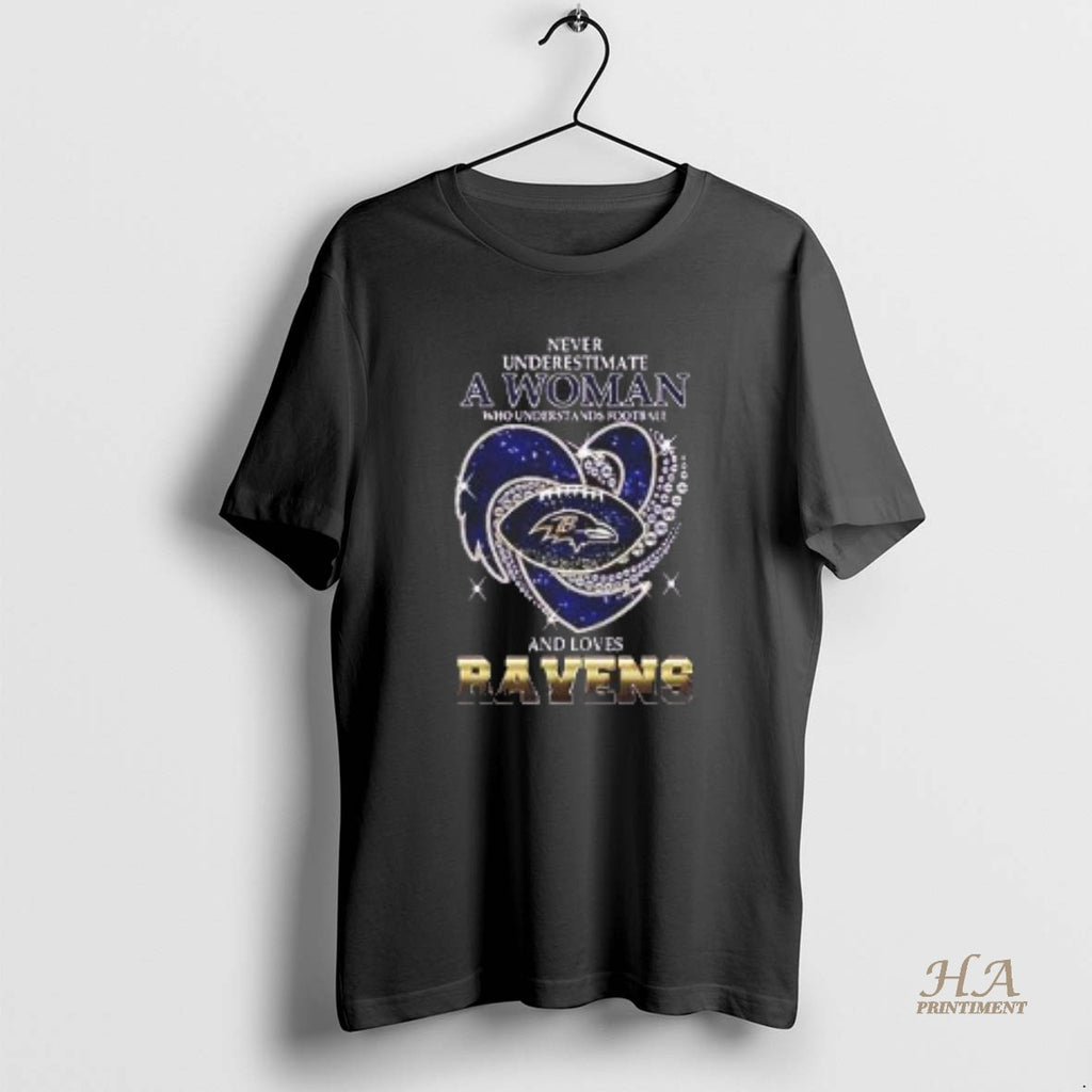 Official Top Never Underestimate A Woman Who Understands Football And Loves Baltimore Ravens Style Shirt Hoodie Sweatshirt