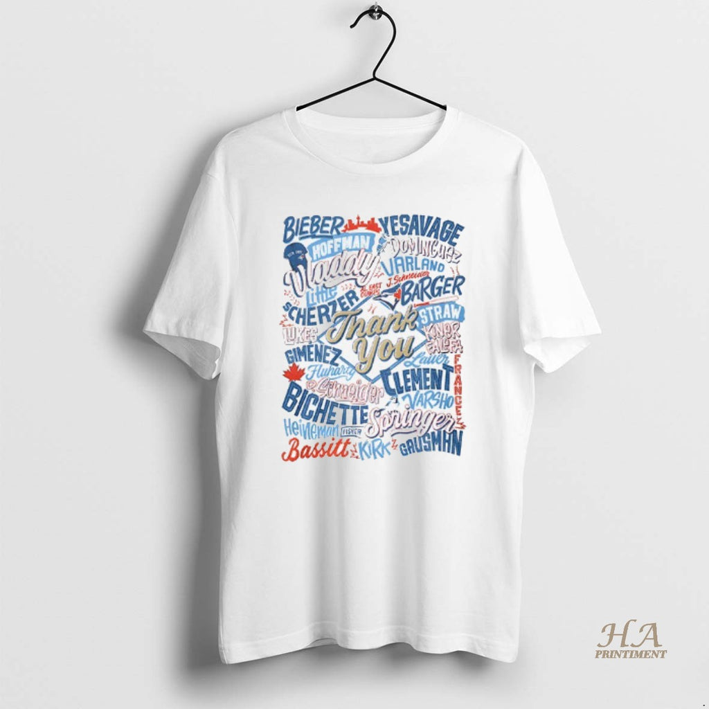Official Toronto Blue Jays Mlb Baseball All Names Players Bieber Yesavage Vladdy Varland Thank You Shirt Hoodie Sweatshirt