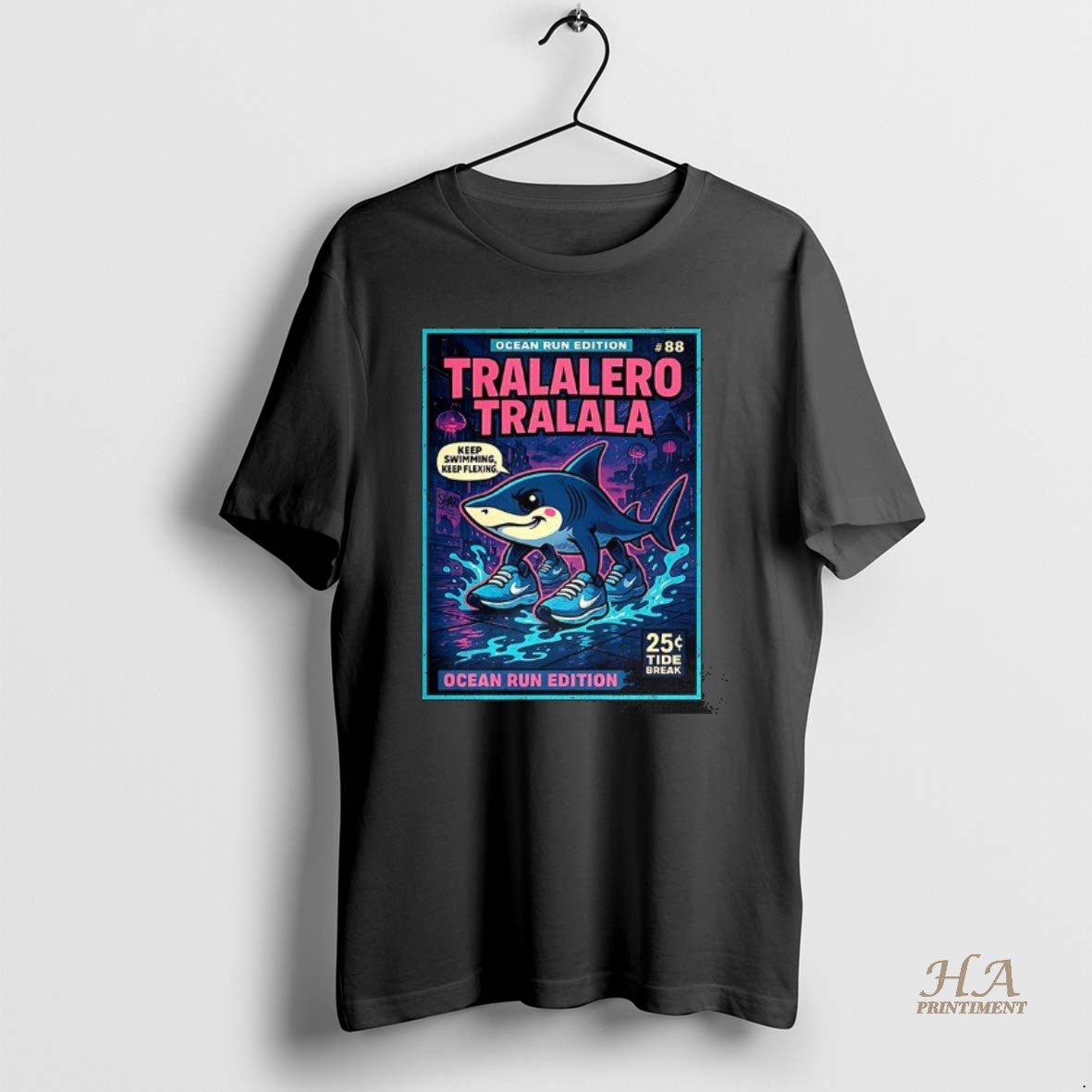 Official Tralalero Tralala Ocean Run Shark Meme Comic Keep Swimming Keep Flexing Shirt Hoodie Sweatshirt | PurePodTees.com