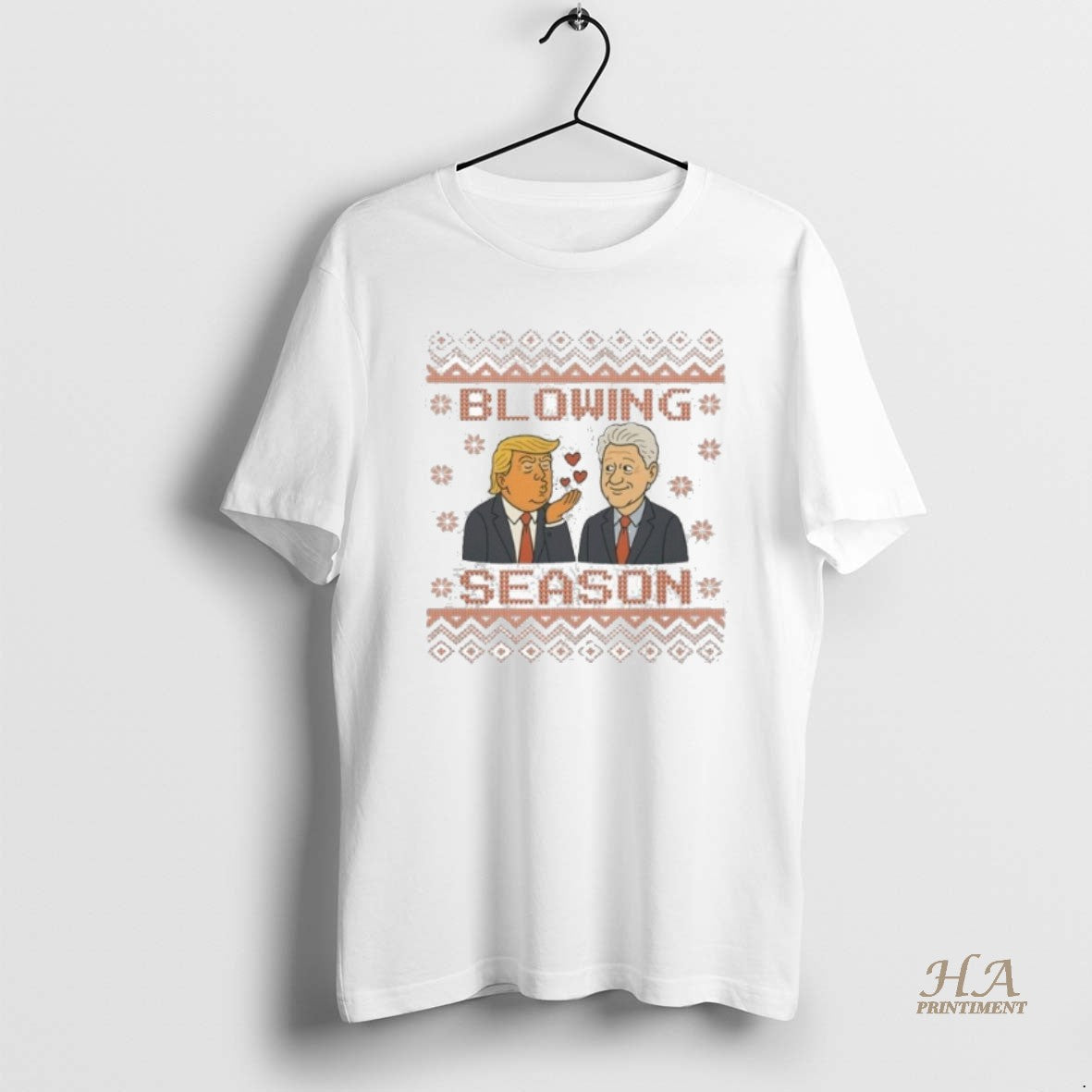 Official Trump And Bill Clinton Blowing Season Ugly Christmas Shirt Hoodie Sweatshirt | PurePodTees.com