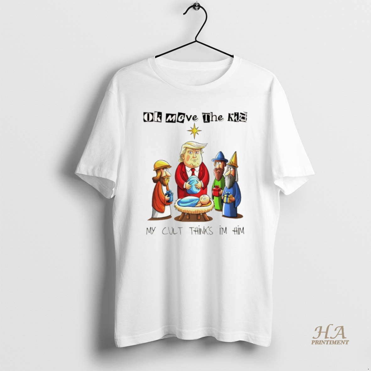 Official Trump Baby Jesus Sarcastic Ok Moeve The Kid My Cult Thinks Im Him Shirt Hoodie Sweatshirt | PurePodTees.com