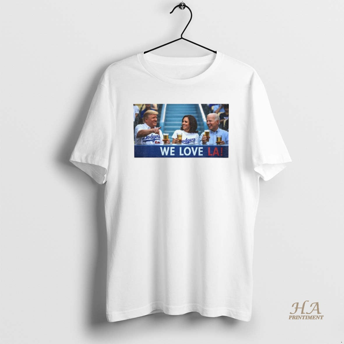 Official Trump Biden Kamala At Dodger Stadium We Love La Dodgers Shirt Hoodie Sweatshirt | PurePodTees.com
