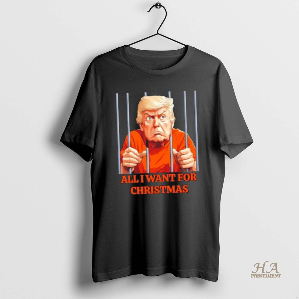Official Trump Jail All I Want For Christmas Caricature Shirt Hoodie Sweatshirt | PurePodTees.com