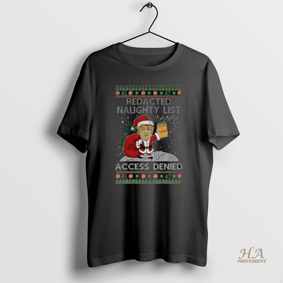 Official Trump Redacted Naughty List Access Denied Ugly Christmas Shirt Hoodie Sweatshirt | PurePodTees.com
