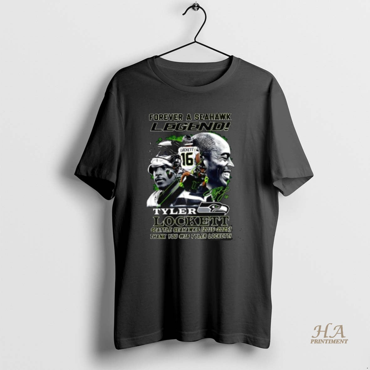 Official Tyler Lockett Forever A Seattle Seahawk Legend 2015 2025 Signature Shirt Hoodie Sweatshirt | PurePodTees.com