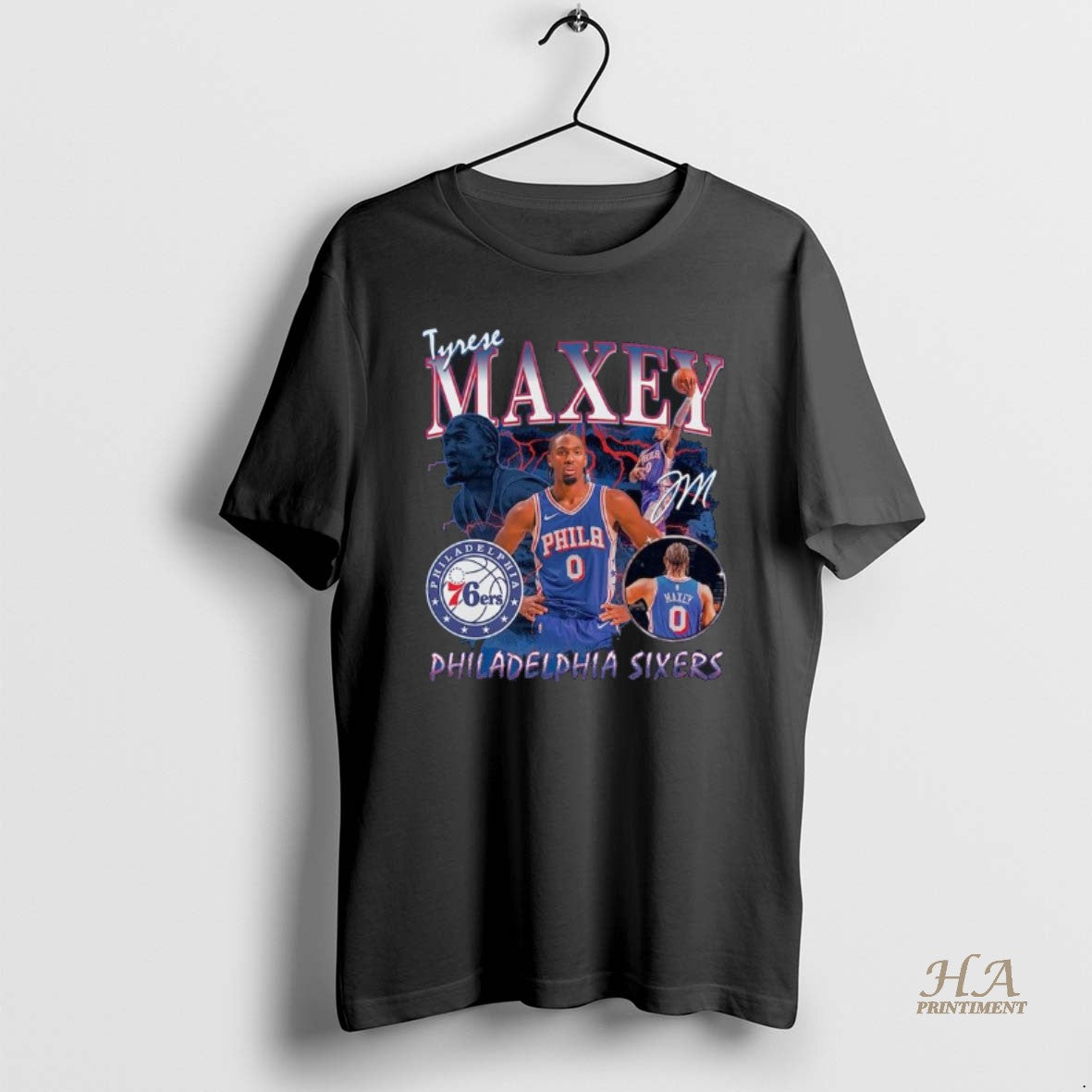 Official Tyrese Maxey Philadelphia 76ers Player Collage Shirt Hoodie Sweatshirt | PurePodTees.com