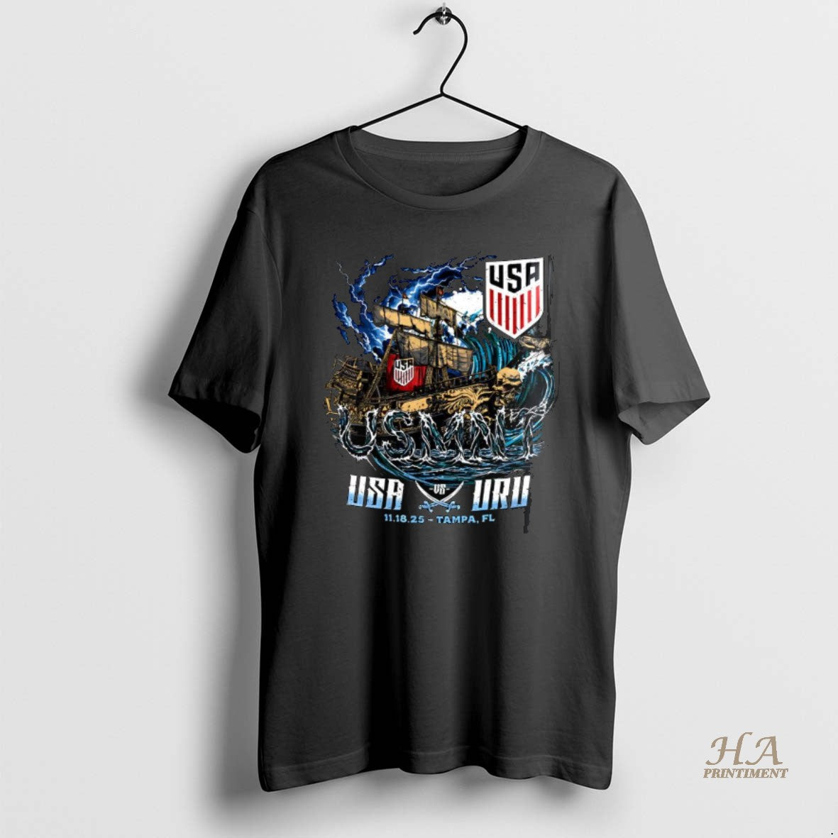 Official Us Mens National Vs Uruguay Tampa 2025 Pirate Ship Shirt Hoodie Sweatshirt | PurePodTees.com