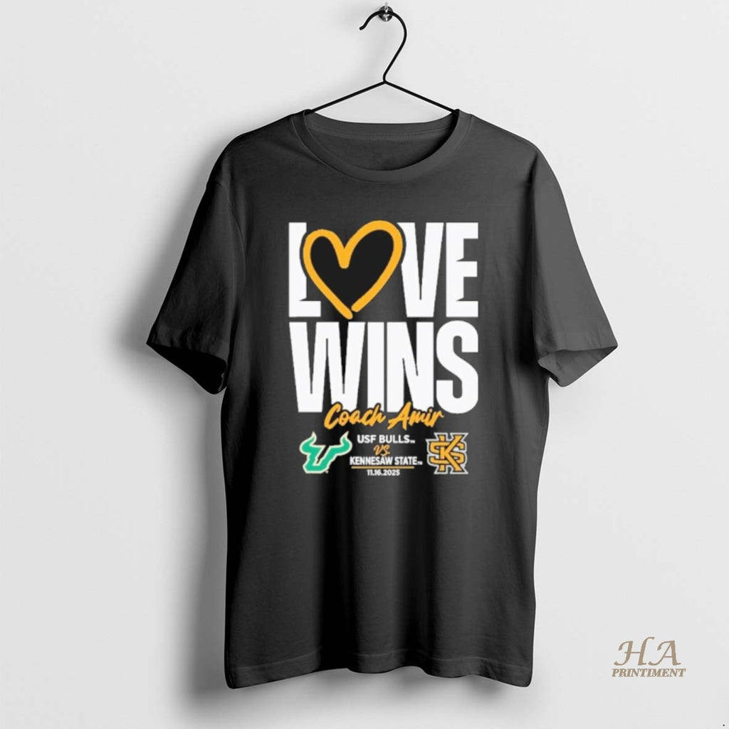 Official Usf Vs Kennesaw State Love Wins Coach Amir Shirt Hoodie Sweatshirt | PurePodTees.com
