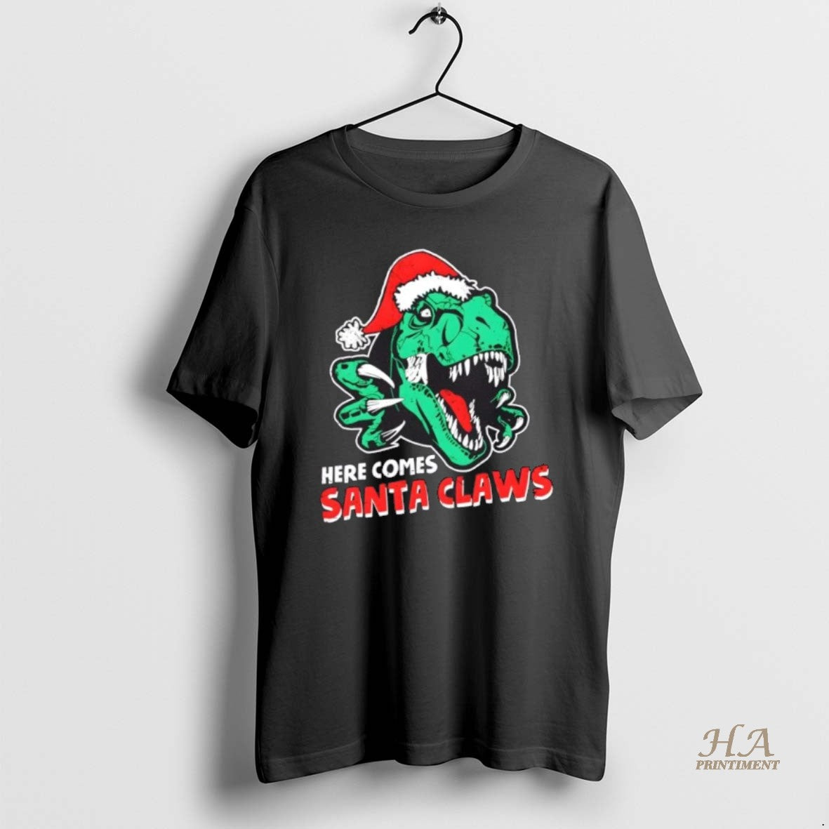 Official Ugly Xmas Dinosaur Here Comes Santa Claws Claus Christmas Shirt Hoodie Sweatshirt | PurePodTees.com