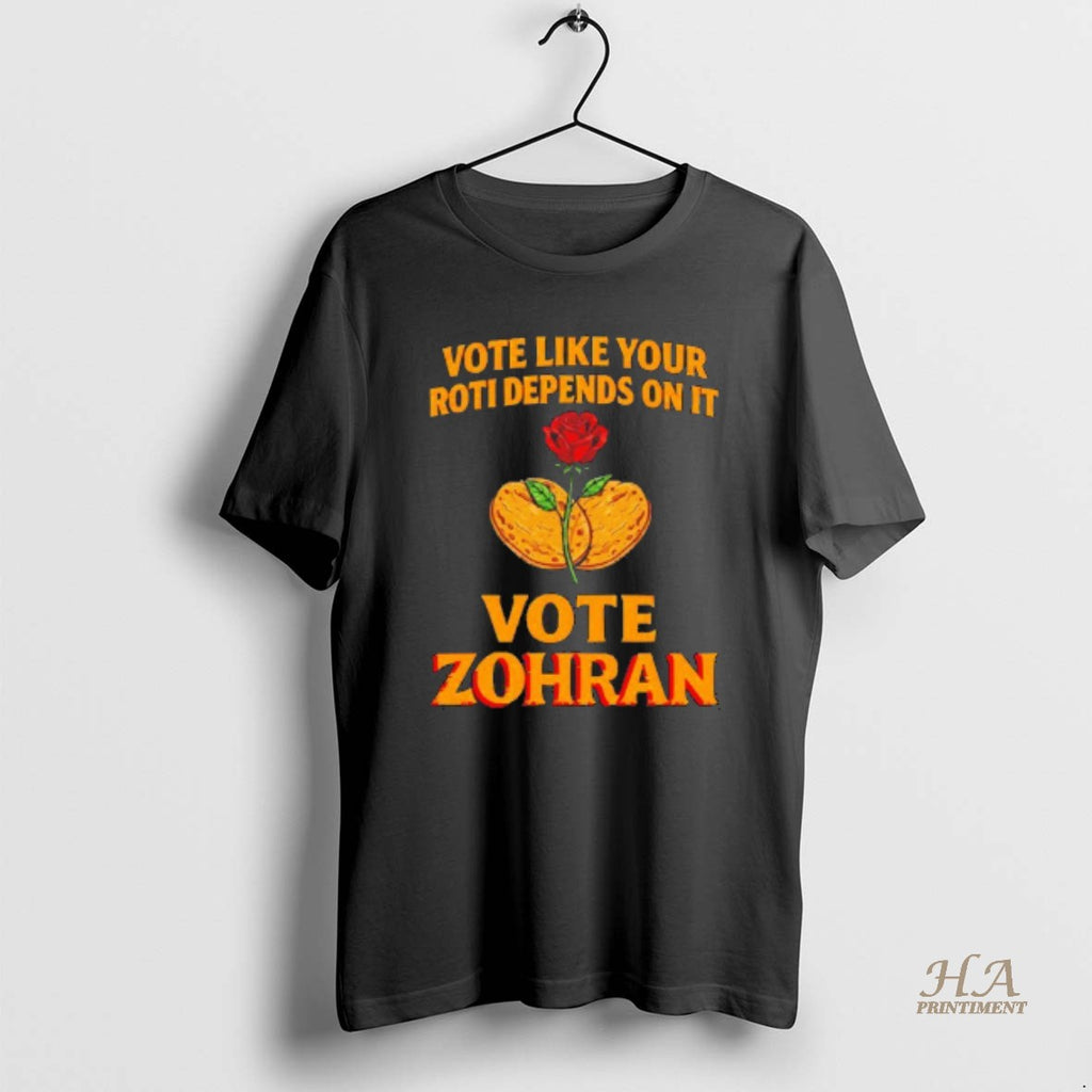 Official Vote Like Your Roti Depends On It Vote Zohran Mamdani Blackshirt Shirt Hoodie Sweatshirt | PurePodTees.com
