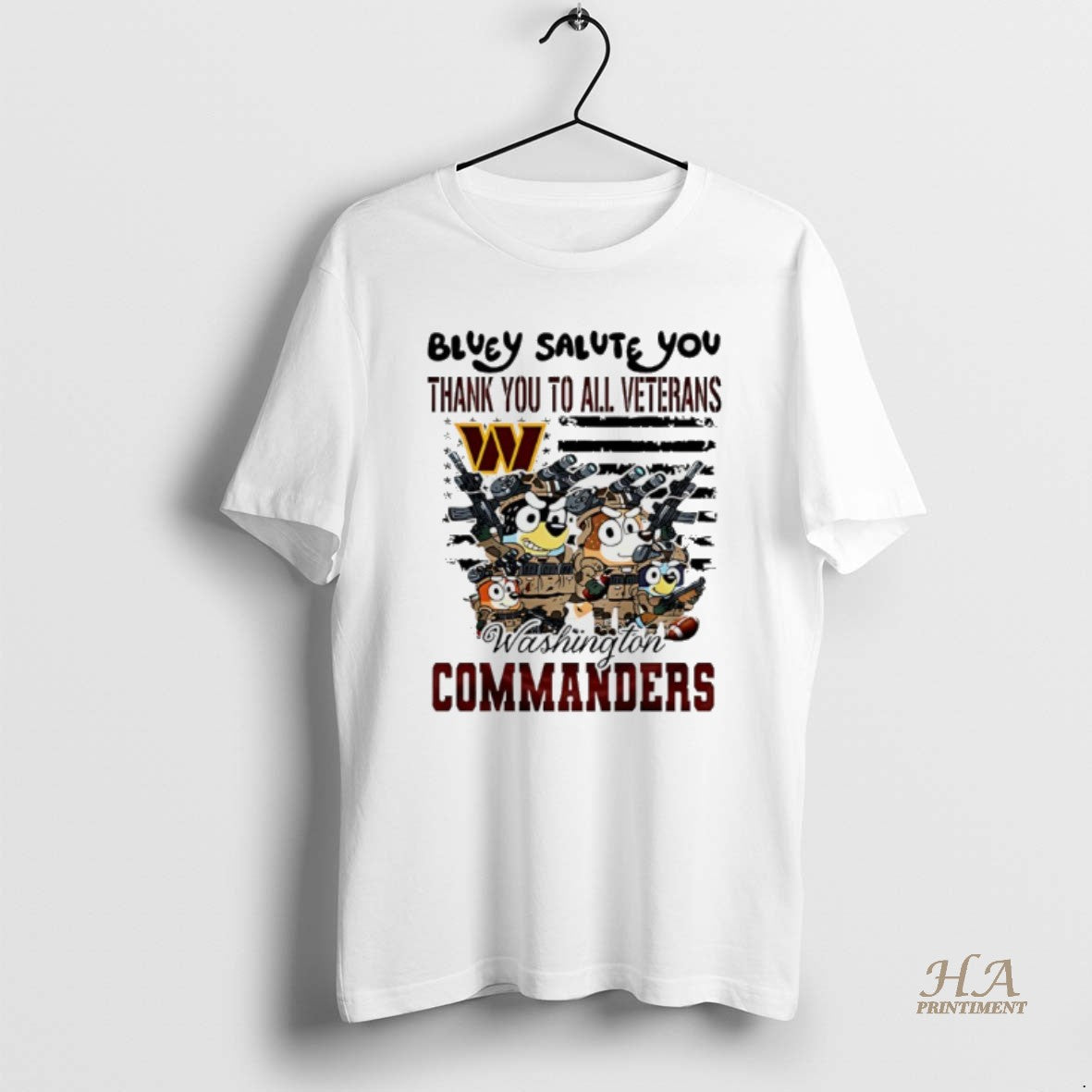 Official Washington Commanders Bluey Salute You Thank You To All Veterans Shirt Hoodie Sweatshirt | PurePodTees.com