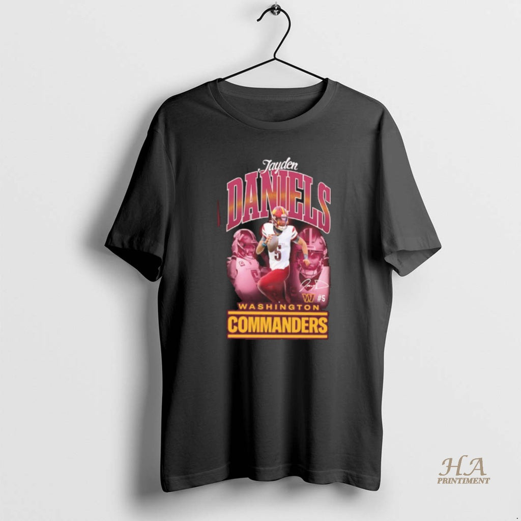 Official Washington Commanders Jayden Daniels 5 Triple Pic Signature Shirt Hoodie Sweatshirt | PurePodTees.com