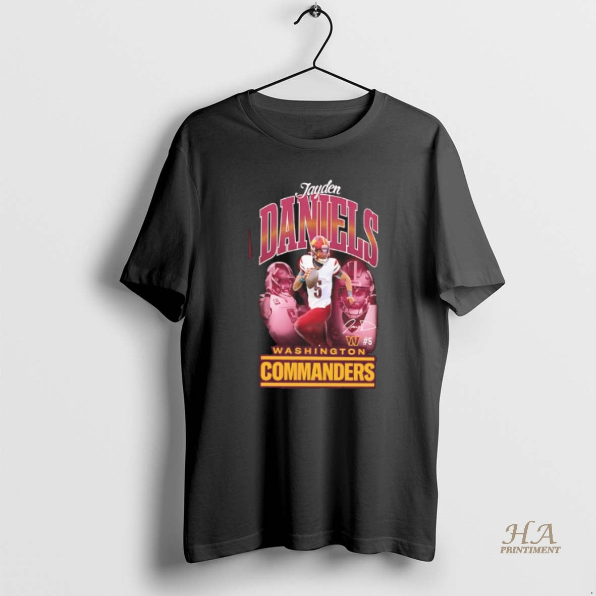 Official Washington Commanders Jayden Daniels 5 Triple Pic Signature Shirt Hoodie Sweatshirt | PurePodTees.com
