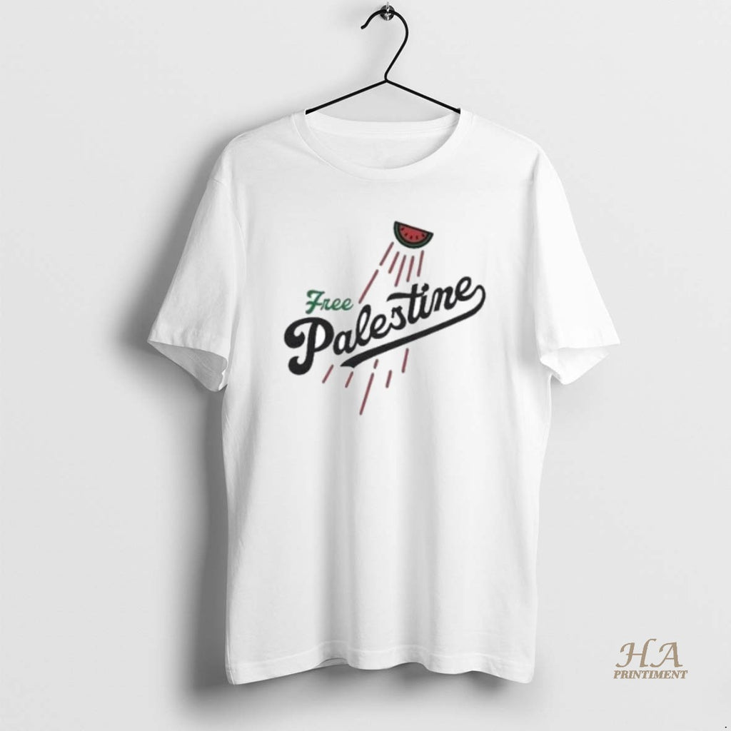 Official Watermelon Free Palestine Style Los Angeles Dodgers Logo Shirt Hoodie Sweatshirt | PurePodTees.com