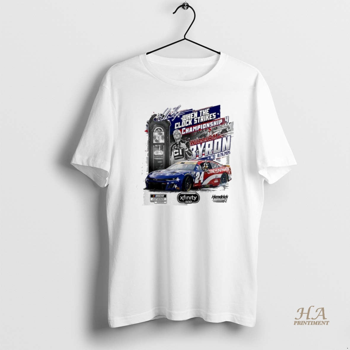 Official William Byron 2025 Xfinity 500 Race Winner Championship 4 When The Clock Strikes Signature Shirt Hoodie Sweatshirt