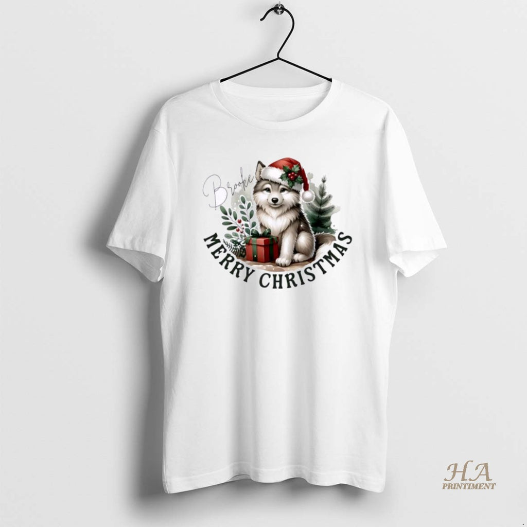Official Wolf Xmas Babys First Christmas Personalized Ornaments White Shirt Hoodie Sweatshirt | PurePodTees.com