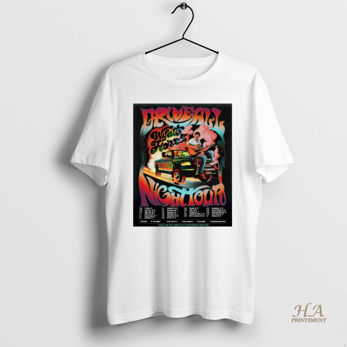 Official Wyatt Flores Drive All Night Tour 2026 Festival Shirt Hoodie Sweatshirt | PurePodTees.com