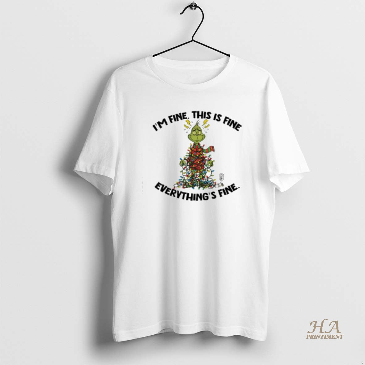 Official Xmas Grinch X Christmas Lights Im Fine This Is Fine Everythings Fine Shirt Hoodie Sweatshirt | PurePodTees.com