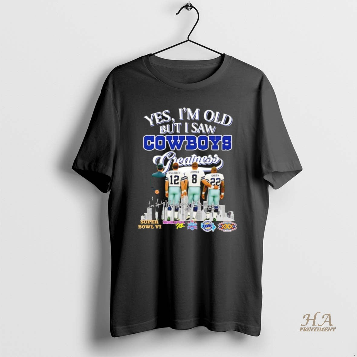 Official Yes Im Old But I Saw Dallas Cowboys Greatest Skyline Signature Shirt Hoodie Sweatshirt | PurePodTees.com