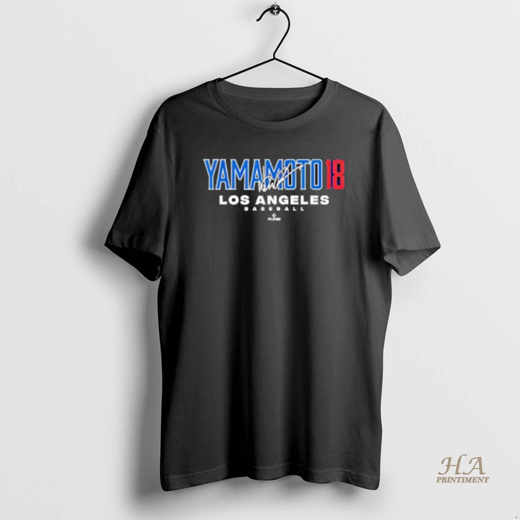 Official Yoshinobu Yamamoto 18 Los Angeles Baseball Signature Shirt Hoodie Sweatshirt | PurePodTees.com