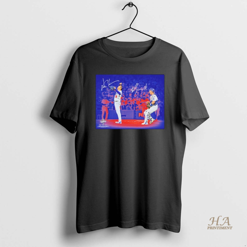 Official Yoshinobu Yamamoto And Will Smith Dodgers 2025 Mlb World Series Champions Autographed Shirt Hoodie Sweatshirt