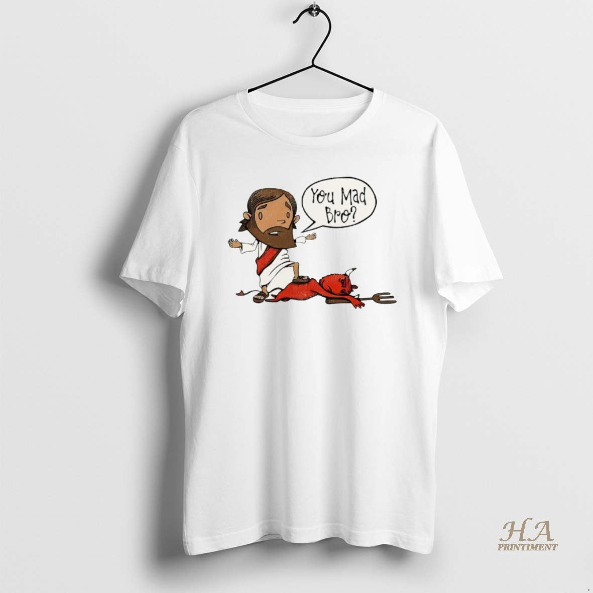 Official You Mad Bro Jesus Beat Devil Christmas Shirt Hoodie Sweatshirt | PurePodTees.com