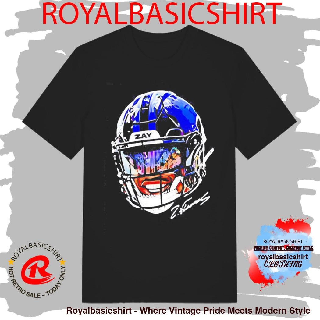 Zay Flowers Baltimore Ravens Big Face Helmet Signature Shirt