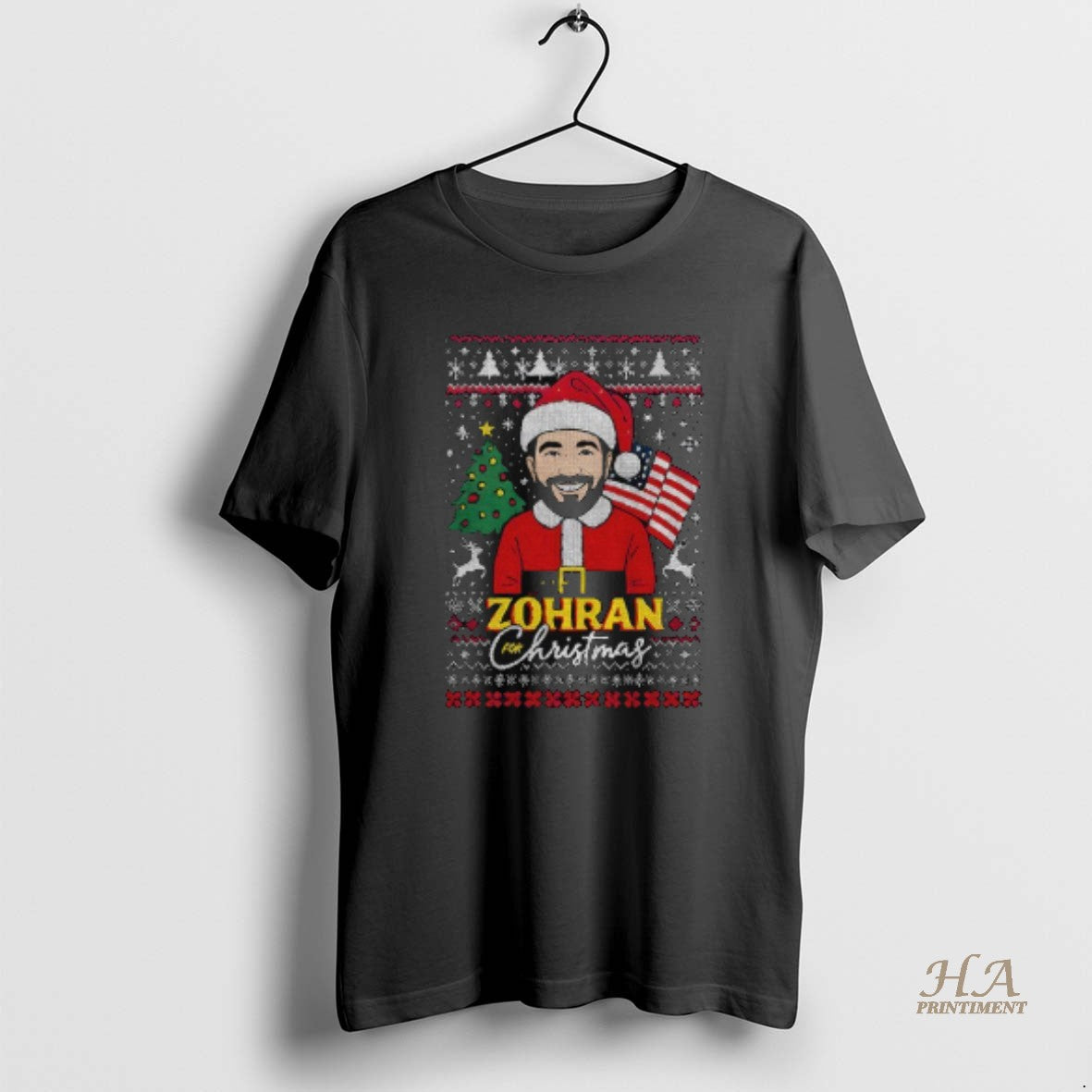 Official Zohran For Christmas Ugly Funny Mamdani Santa Shirt Hoodie Sweatshirt | PurePodTees.com