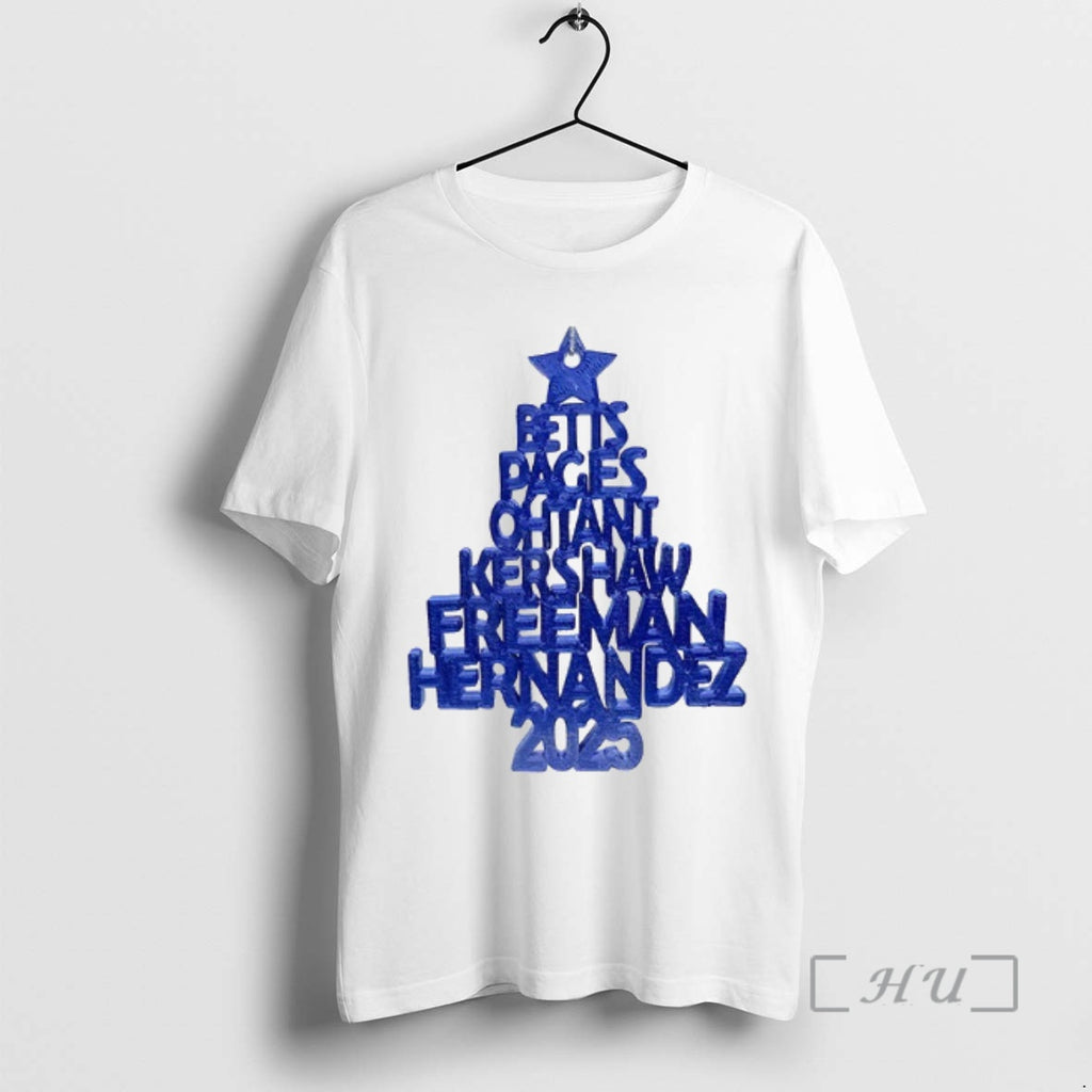 Officials 2025 Los Angeles Dodgers Christmas Tree Shirt Hoodie Sweatshirt | PurePodTees.com