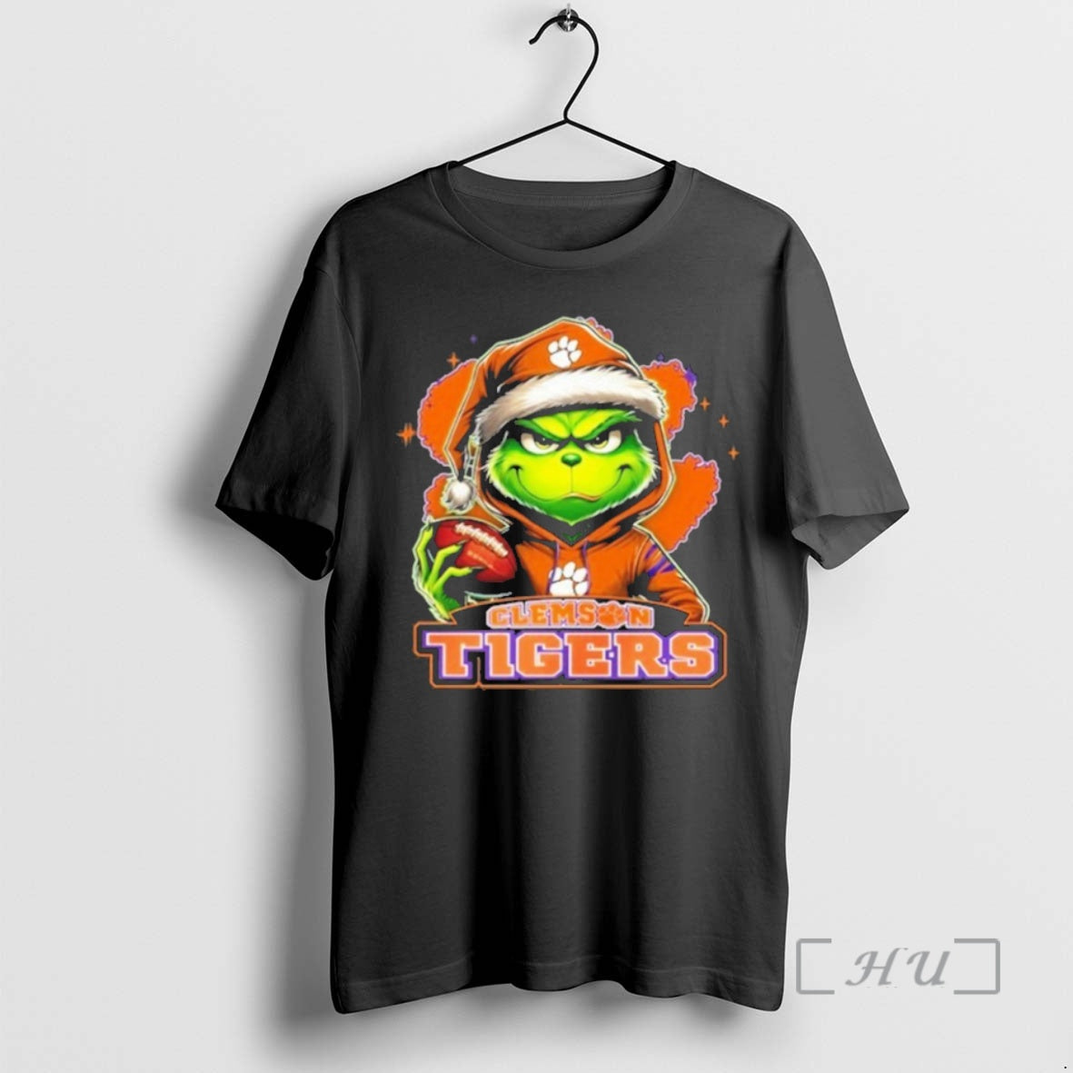 Officials 2025 Santa Grinch X Clemson Tigers Logo Baseball Shirt Hoodie Sweatshirt | PurePodTees.com