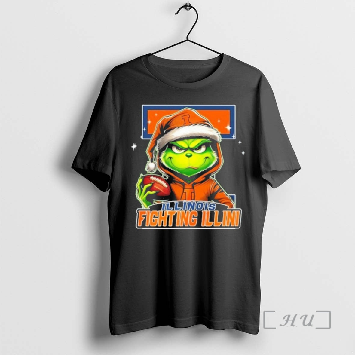 Officials 2025 Santa Grinch X Illinois Fighting Illini Logo Baseball Shirt Hoodie Sweatshirt | PurePodTees.com