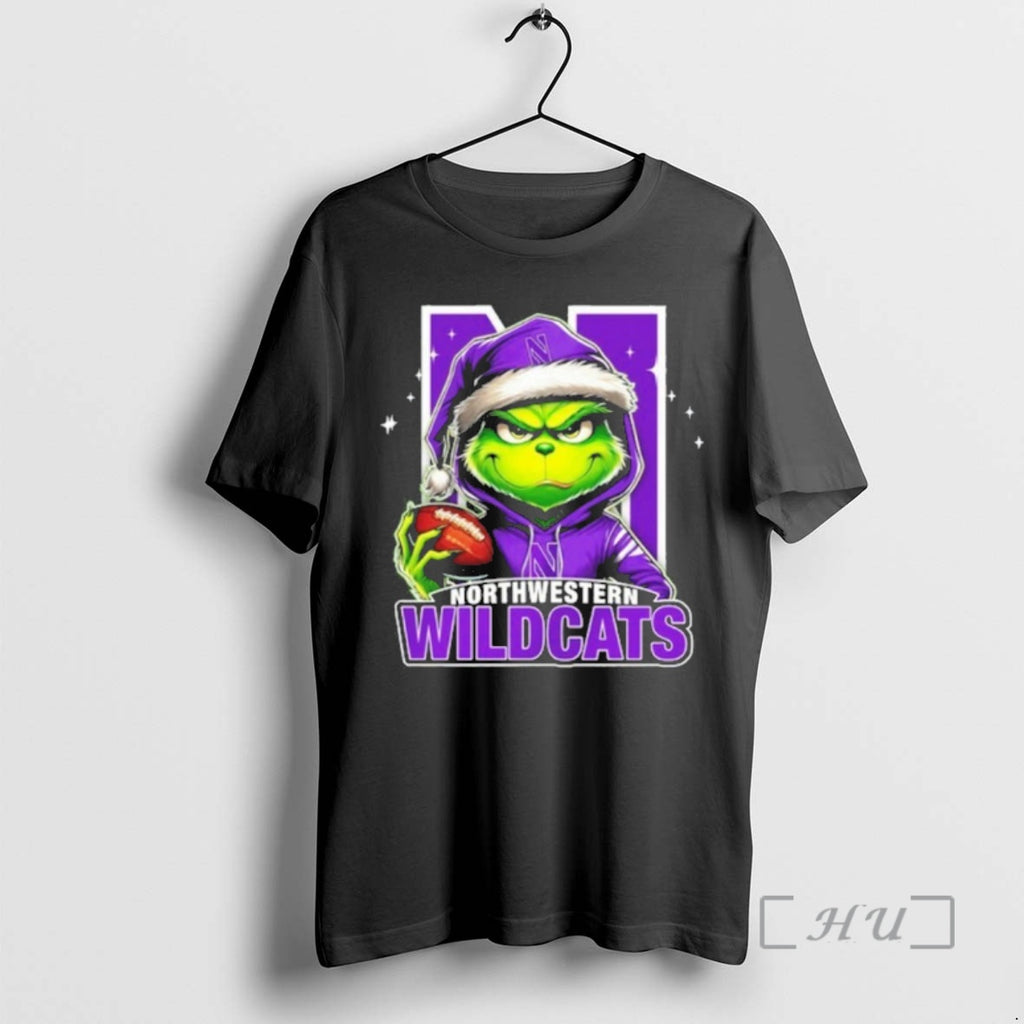 Officials 2025 Santa Grinch X Northwestern Wildcats Logo Baseball Shirt Hoodie Sweatshirt | PurePodTees.com