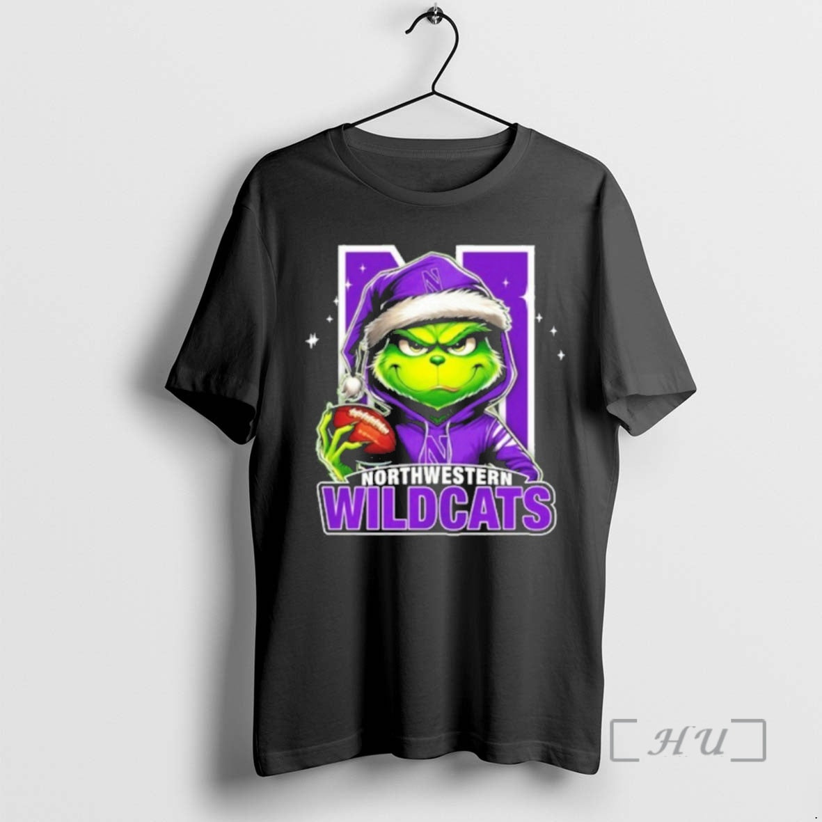Officials 2025 Santa Grinch X Northwestern Wildcats Logo Baseball Shirt Hoodie Sweatshirt | PurePodTees.com