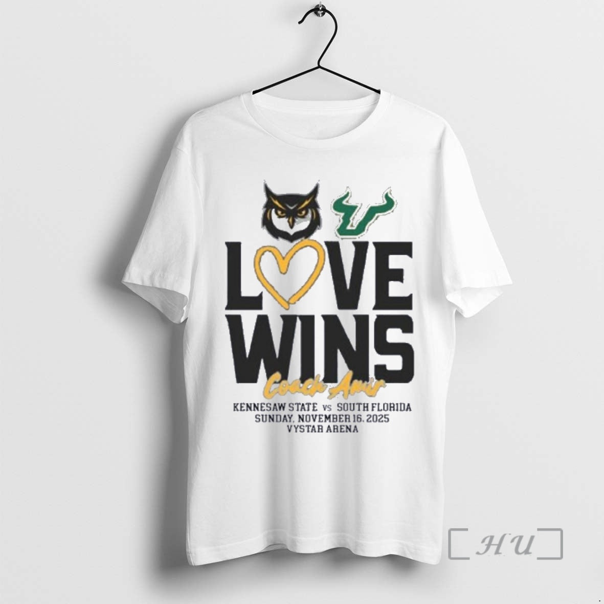 Officials 2025 Usf Bulls Vs Kennesaw State Owls Love Wins Coach Amir Premium T Shirts Hoodie Sweatshirt | PurePodTees.com