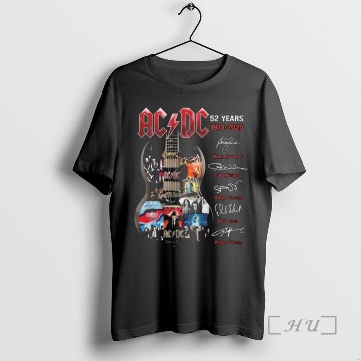 Officials Acdc 52 Years 1973 2025 Name Member Signatures Shirt Hoodie Sweatshirt | PurePodTees.com