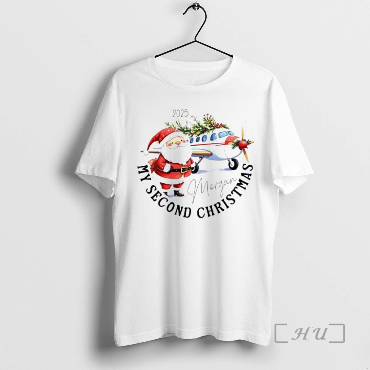 Officials Airplane And Santa Claus Cute Yearly Kid Christmas 2025 Personalized Ornaments White Premium Shirt Hoodie...