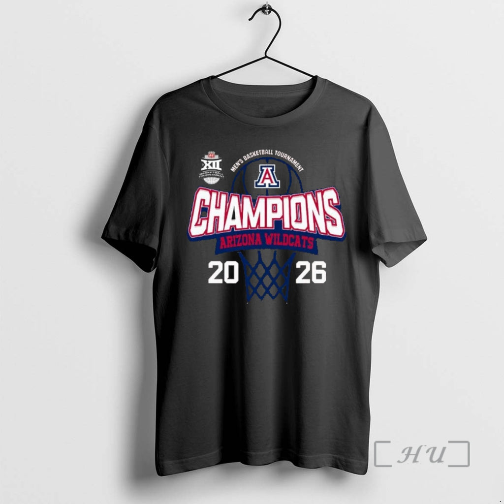Officials Arizona Wildcats 2026 Big 12 Conference Mens Basketball Tournament Champions Premium T Shirts Sweater