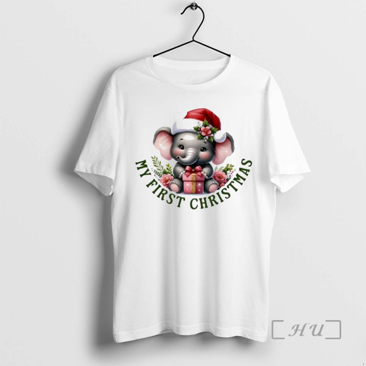 Officials Baby Elephant Xmas Babys First Christmas Personalized Ornaments White Shirt Hoodie Sweatshirt | PurePodTees.com