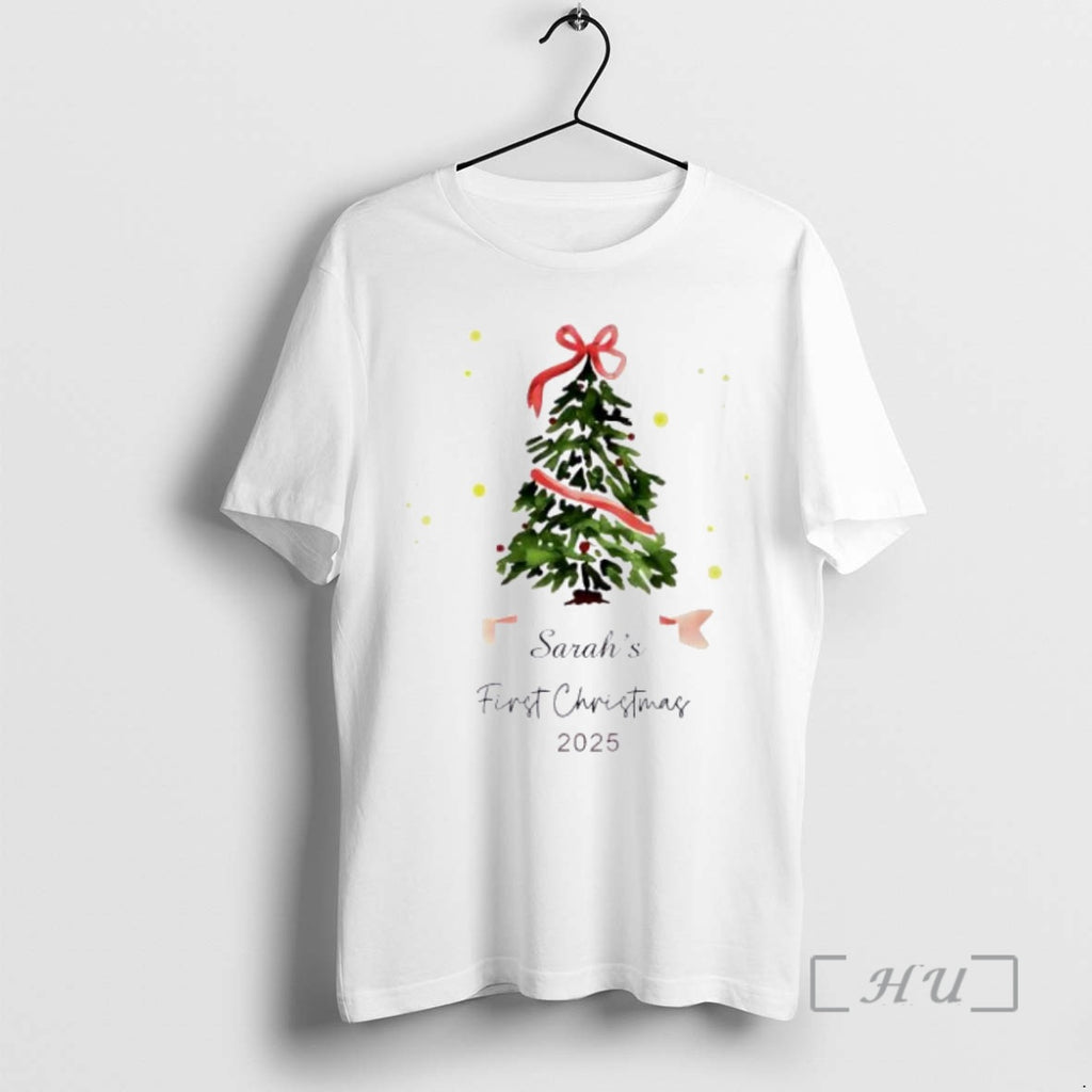 Officials Baby Name First Christmas 2025 Personalized Ornaments White Shirt Hoodie Sweatshirt | PurePodTees.com