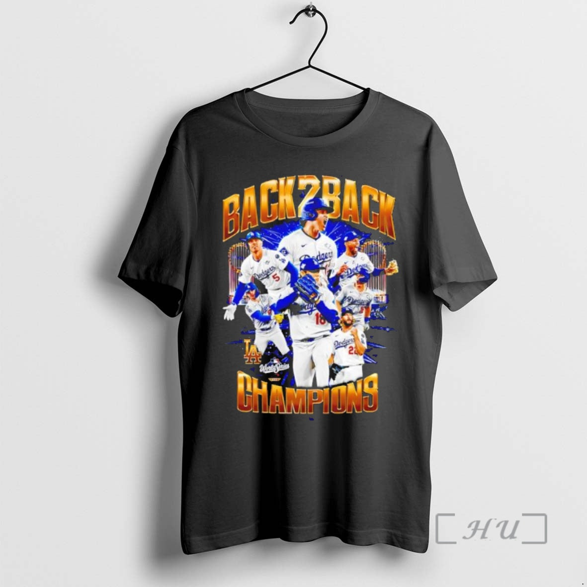 Officials Back 2 Back Champs Dodgers Baseball Graphic Black Shirt Hoodie Sweatshirt | PurePodTees.com