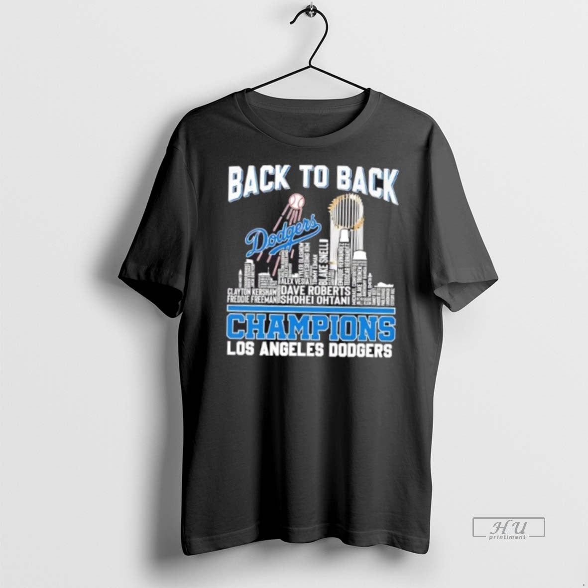Officials Back To Back Champions Los Angeles Dodgers All Names City Skyline Premium Shirt Hoodie Sweatshirt | PurePodTees.com