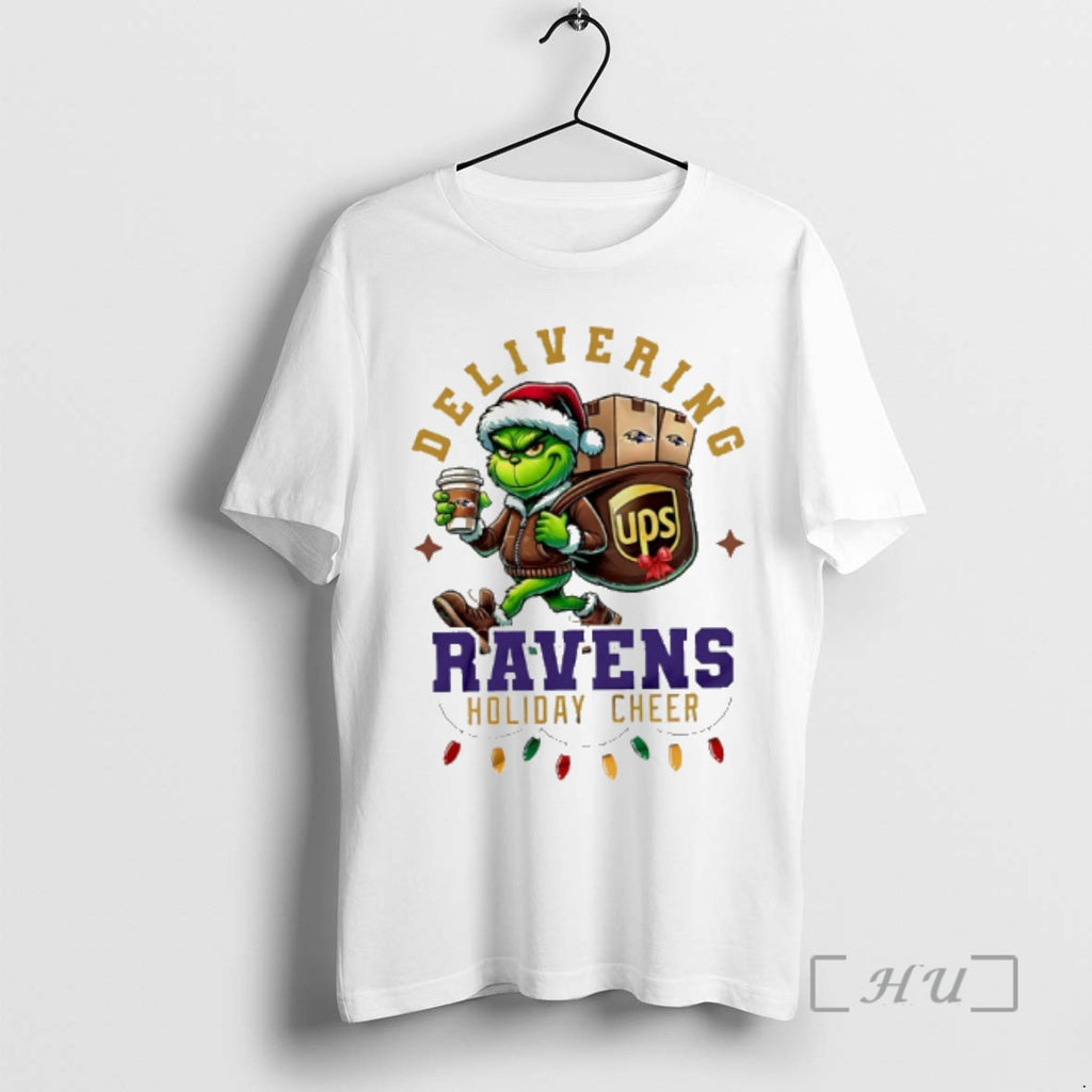 Officials Baltimore Ravens Grinch Delivering Ups Holiday Cheer Christmas Shirt Hoodie Sweatshirt | PurePodTees.com