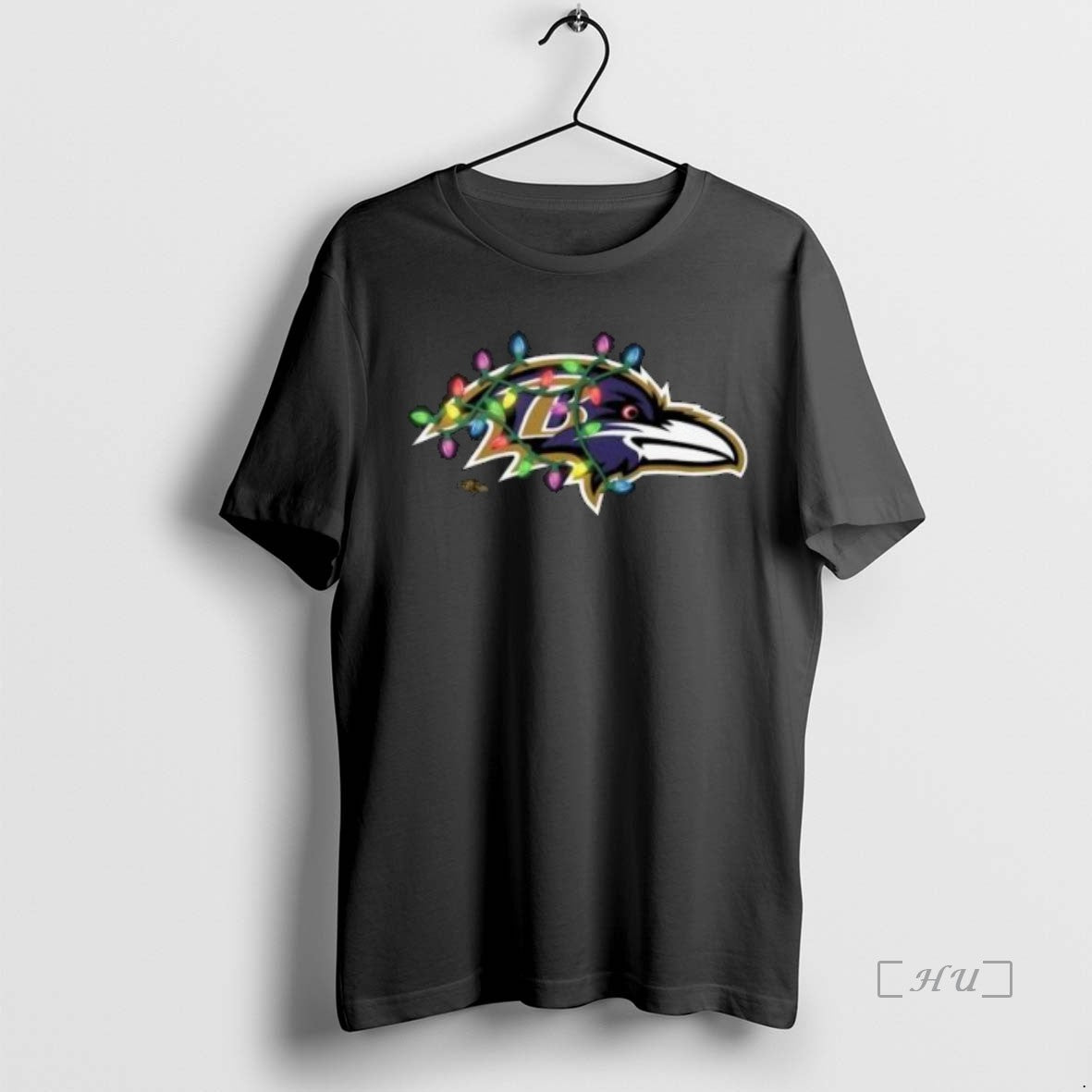 Officials Baltimore Ravens Primary Logo Holiday Lights 2025 Circle Black Shirt Hoodie Sweatshirt | PurePodTees.com