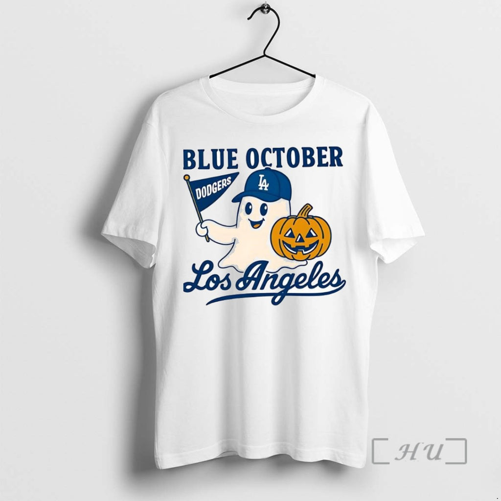 Officials Best Blue October Ghost Dodgers Los Angeles Baseball Halloween T Shirt Sweater