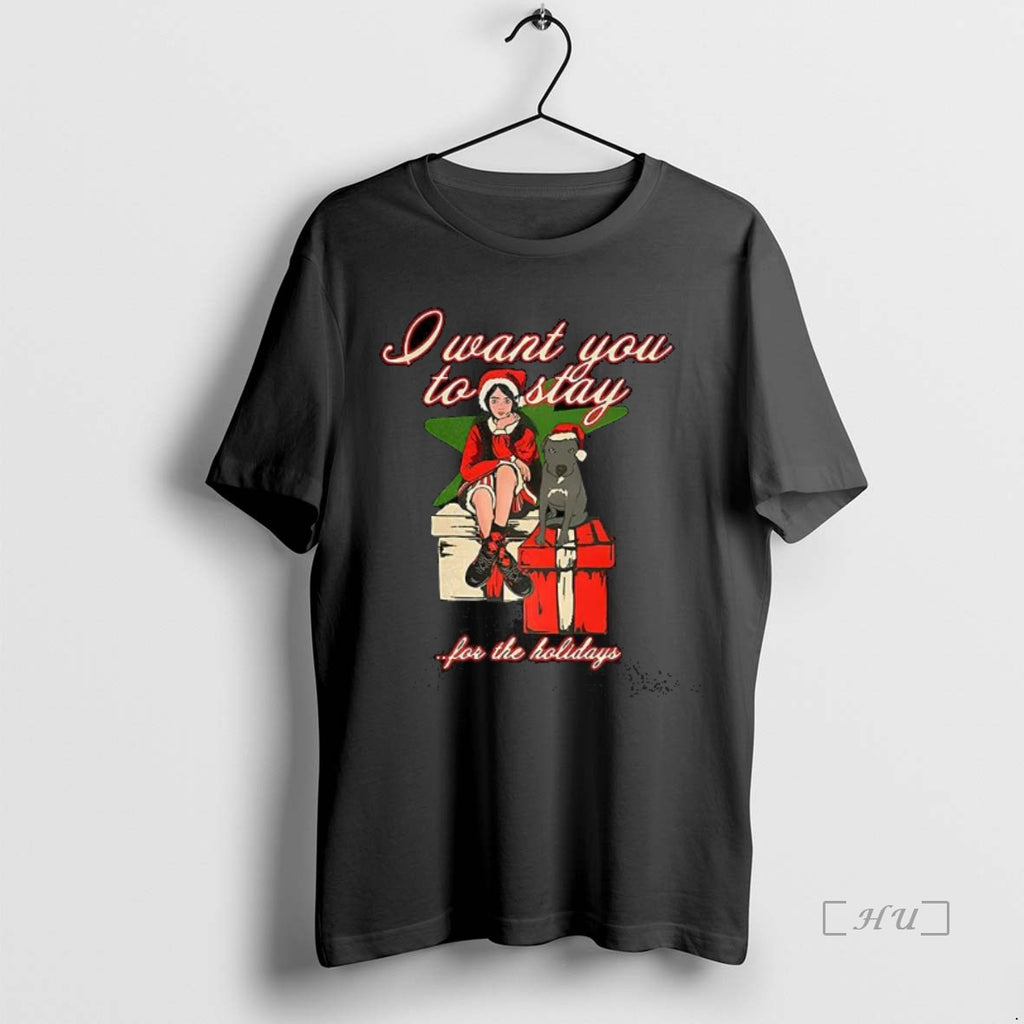 Officials Billie Eilish I Want You To Stay For The Holiday Christmas Premium T Shirts Hoodie Sweatshirt | PurePodTees.com