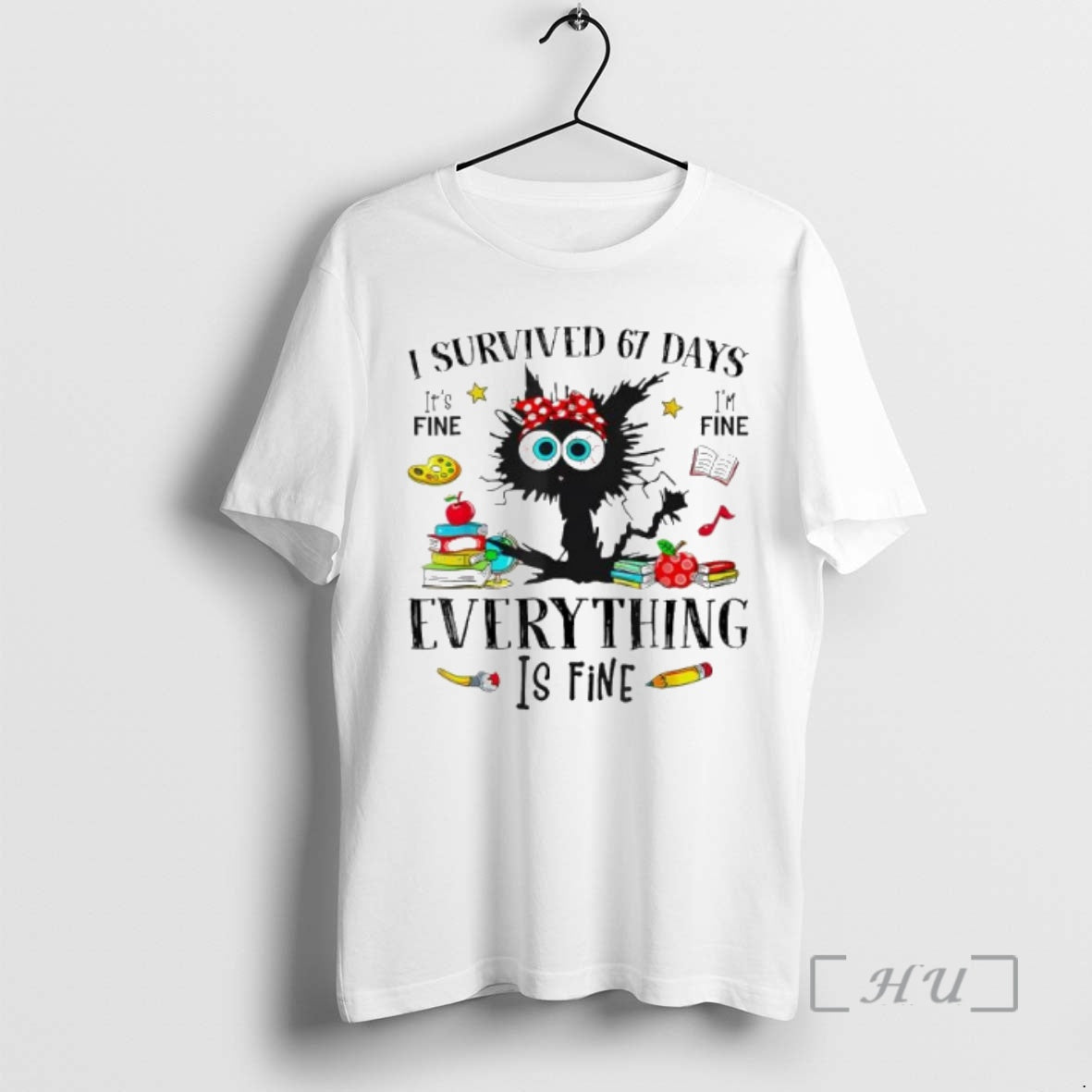 Officials Black Cat I Survived 67 Days Its Fine Im Fine Everything Is Fine Premium Shirt Hoodie Sweatshirt | PurePodTees.com