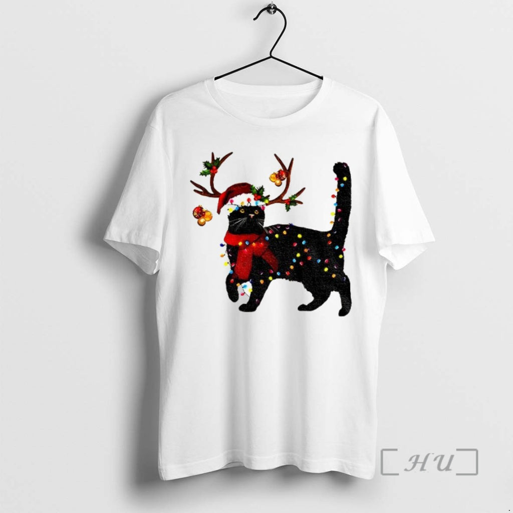 Officials Black Cat Santa Hat Merry Christmas 2025 T Shirt Sweater
